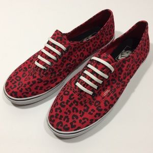 Vans Lo Pro Red Leopard Print Canvas Sneakers